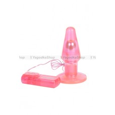 Анальная пробка большая LARGE CLEAR BUTT PLUG с вибрацией розовая