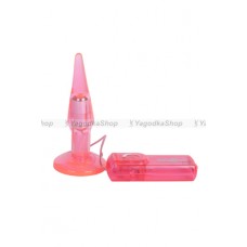Анальная пробка малая SMALL CLEAR BUTT PLUG с вибрацией розовая